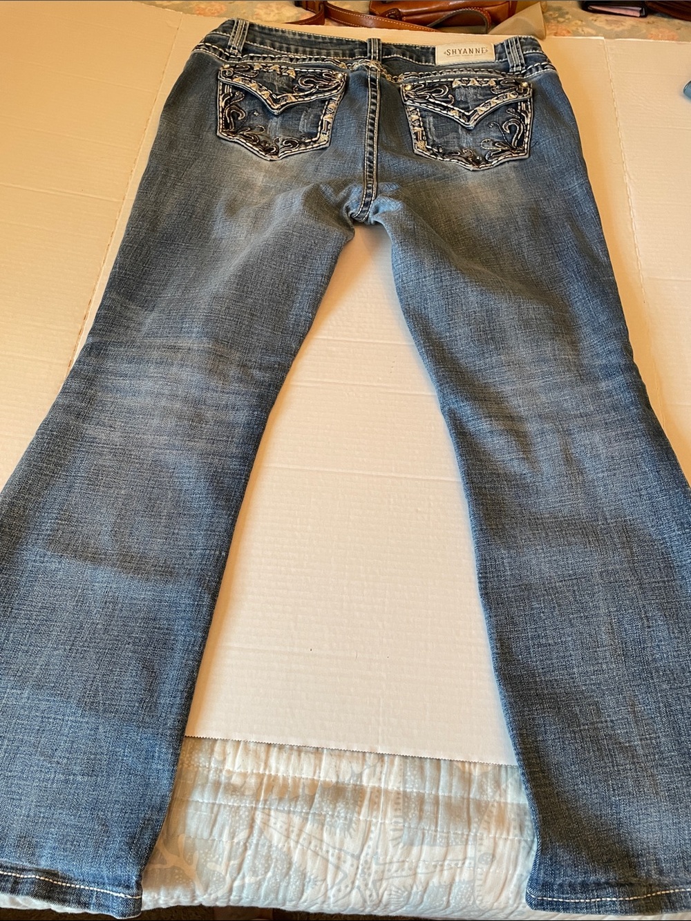 Shyanne Blue Denim Jeans with Lots of Bling and Contrast Stitching - Picture 10 of 11